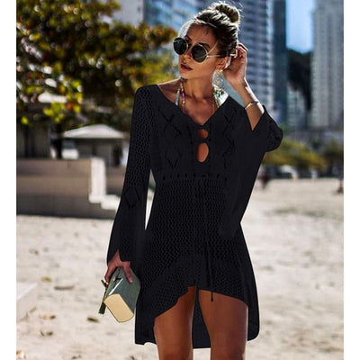 New Sexy Cover Up Bikini Women Swimsuit Cover-up Beach Bathing Suit Beach Wear Knitting Swimwear Mesh Beach Dress Tunic Robe