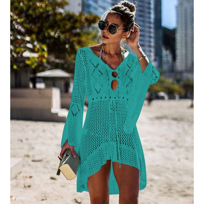 New Sexy Cover Up Bikini Women Swimsuit Cover-up Beach Bathing Suit Beach Wear Knitting Swimwear Mesh Beach Dress Tunic Robe