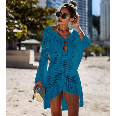 New Sexy Cover Up Bikini Women Swimsuit Cover-up Beach Bathing Suit Beach Wear Knitting Swimwear Mesh Beach Dress Tunic Robe